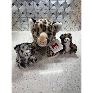 Rare MorisMos Cheetah Leopard Cat 19” Plush w two 6” Kittens stuffed animal